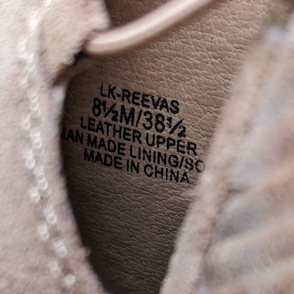 Lucky Brand LK-Reevas Side Cutout Peep Toe Wedge Boots Sesame Oiled Suede 8.5 - Picture 11 of 13